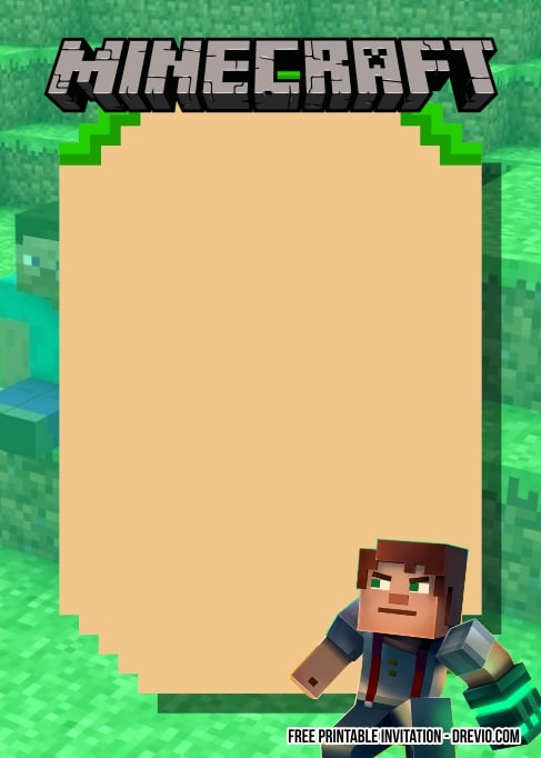 FREE Editable Minecraft Birthday Invitation