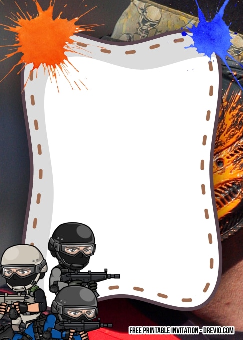 FREE Editable Paintball Birthday Invitation