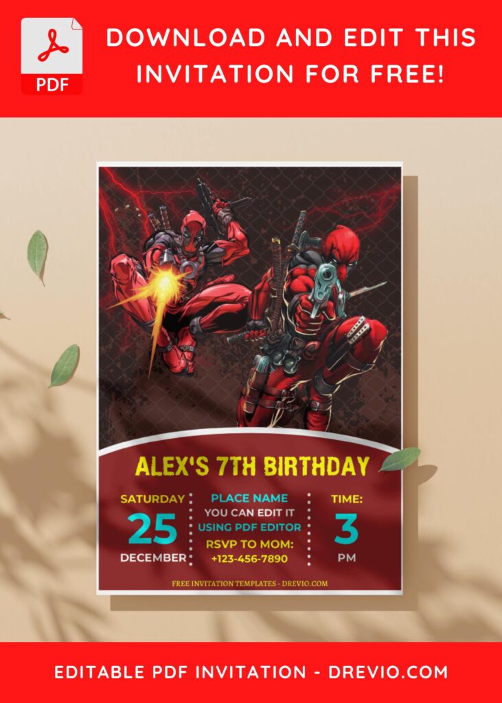 Marvel Avengers Deadpool Birthday Invitation