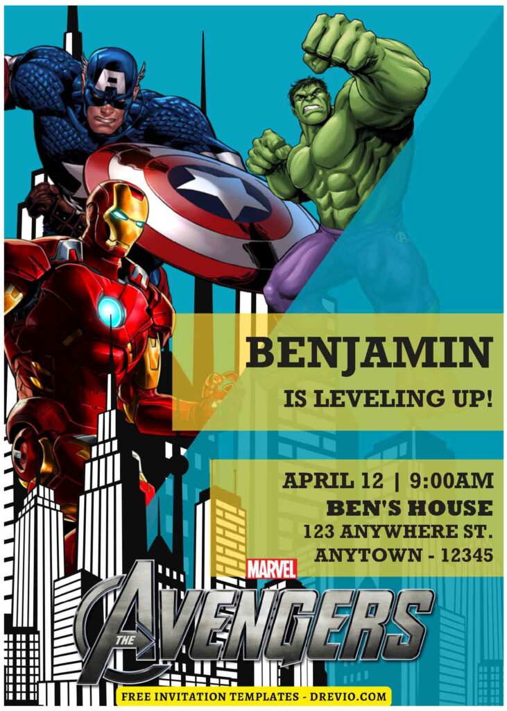 (Free Editable PDF) Fantastic Marvel Avengers Birthday Invitation Templates J