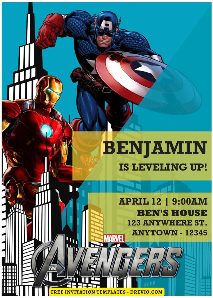 (Free Editable PDF) Fantastic Marvel Avengers Birthday Invitation Templates A