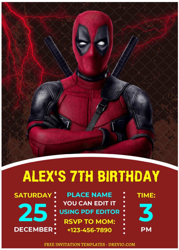 Deadpool Boys Birthday Invitation