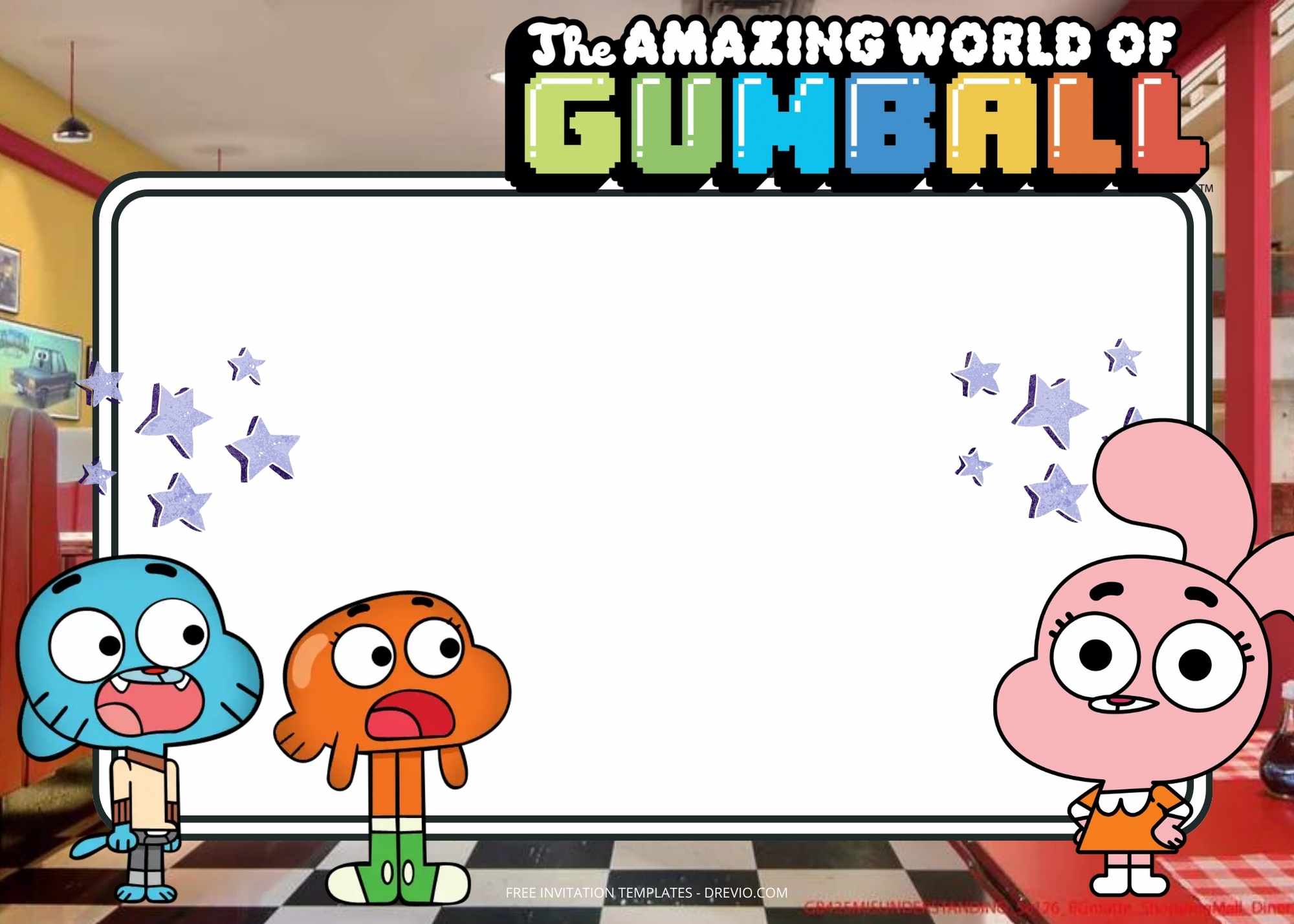 FREE Amazing World Of Gumball Birthday Invitation Templates
