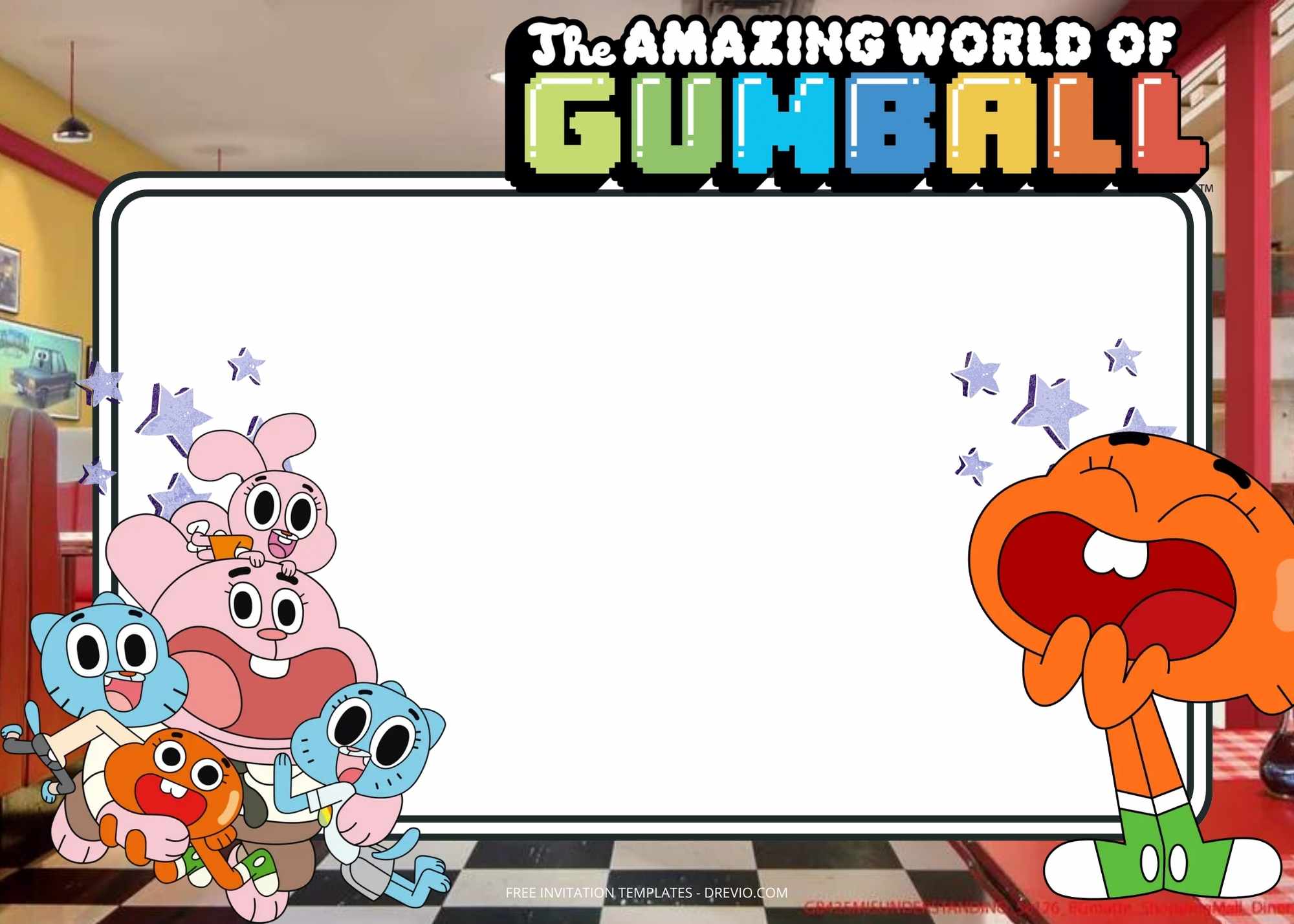 FREE Amazing World Of Gumball Birthday Invitation Templates