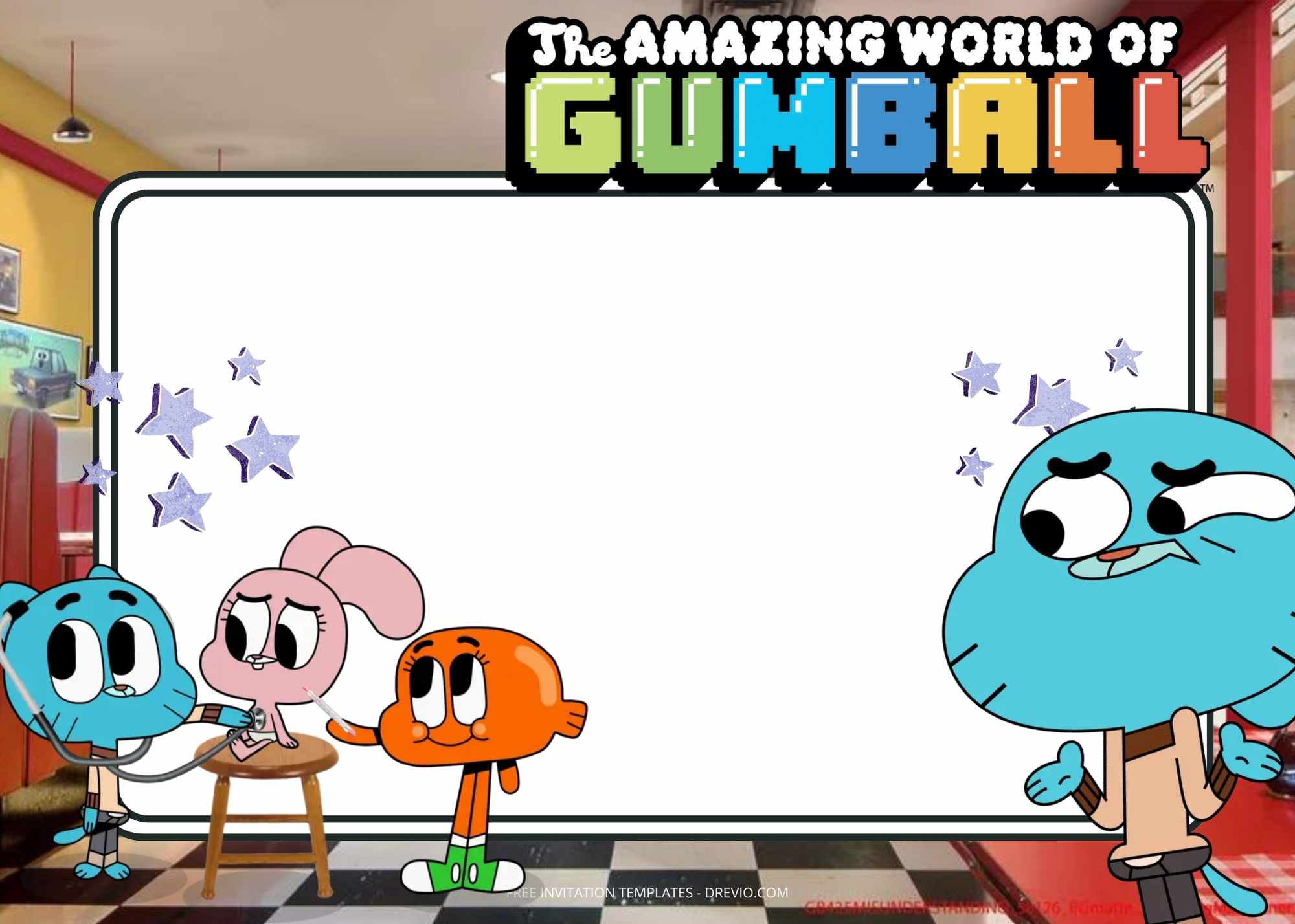FREE Amazing World Of Gumball Birthday Invitation Templates