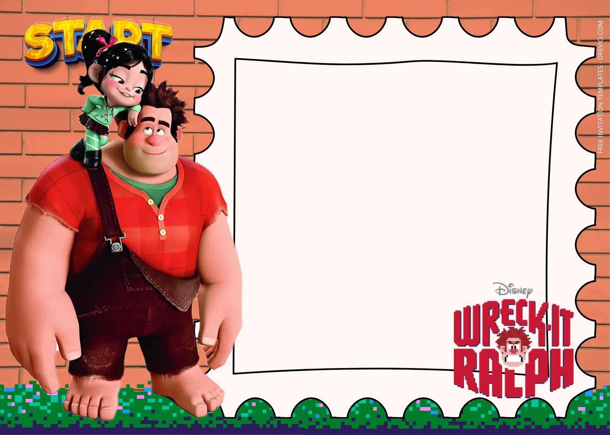 FREE Arcade Game Wreck It Ralph Birthday Invitation Templates