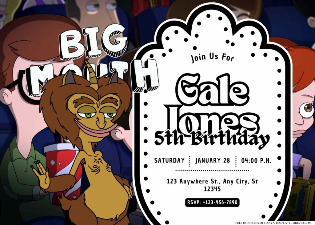 FREE Editable Big Mouth Birthday Invitation