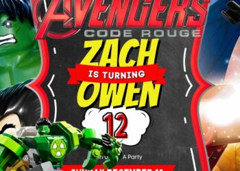 Lego Marvel Avengers Birthday Invitation