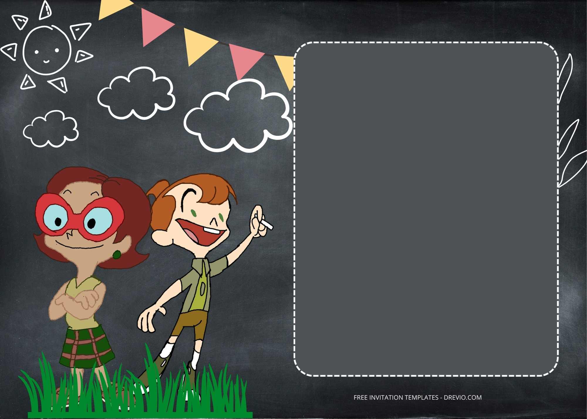 FREE Chalkzone Playground Birthday Invitation Templates