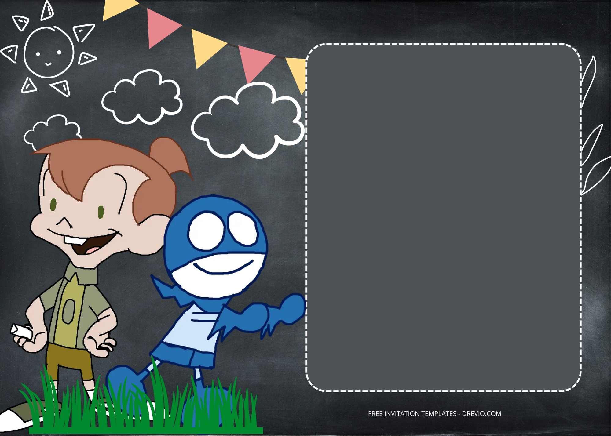FREE Chalkzone Playground Birthday Invitation Templates