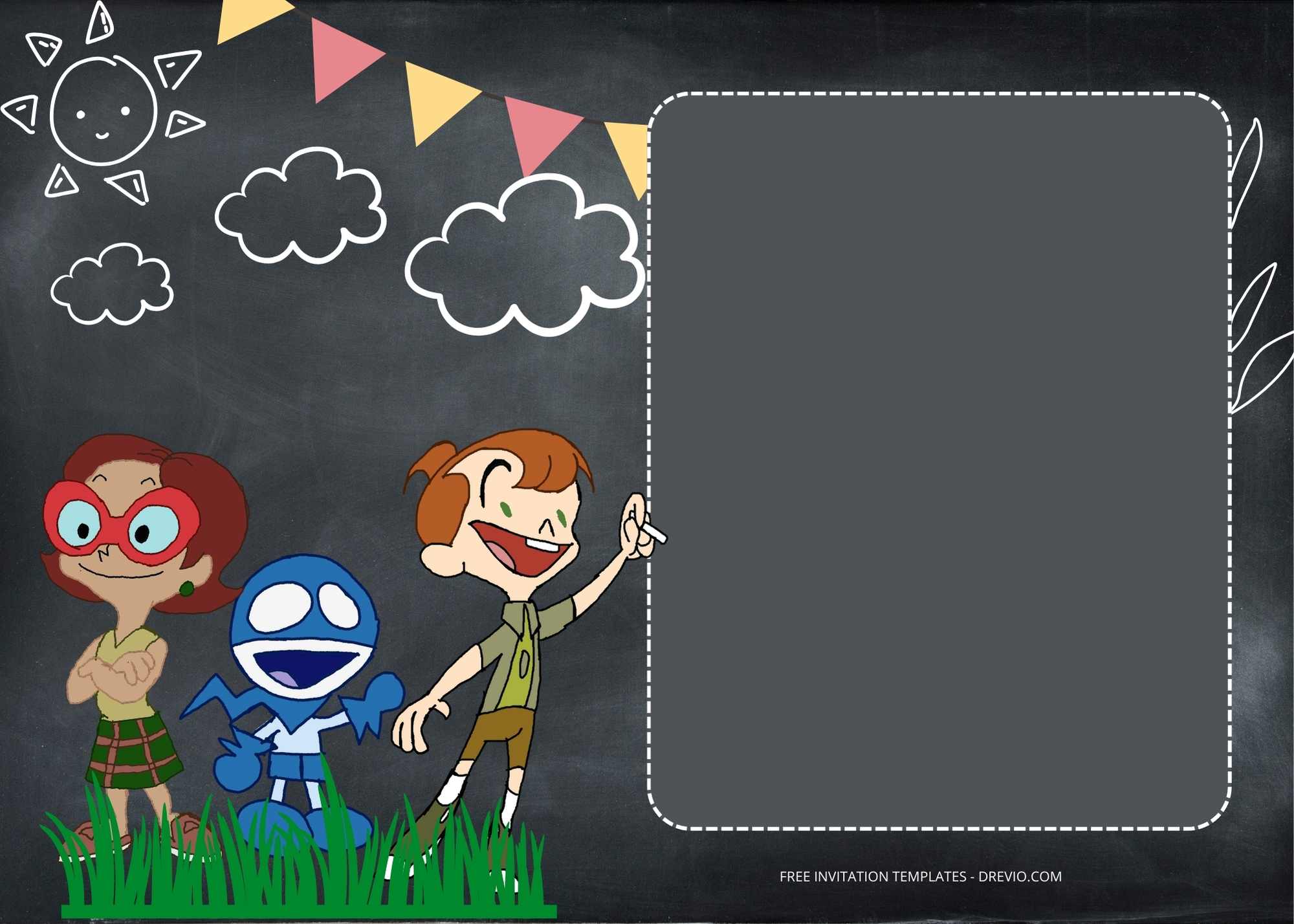 FREE Chalkzone Playground Birthday Invitation Templates