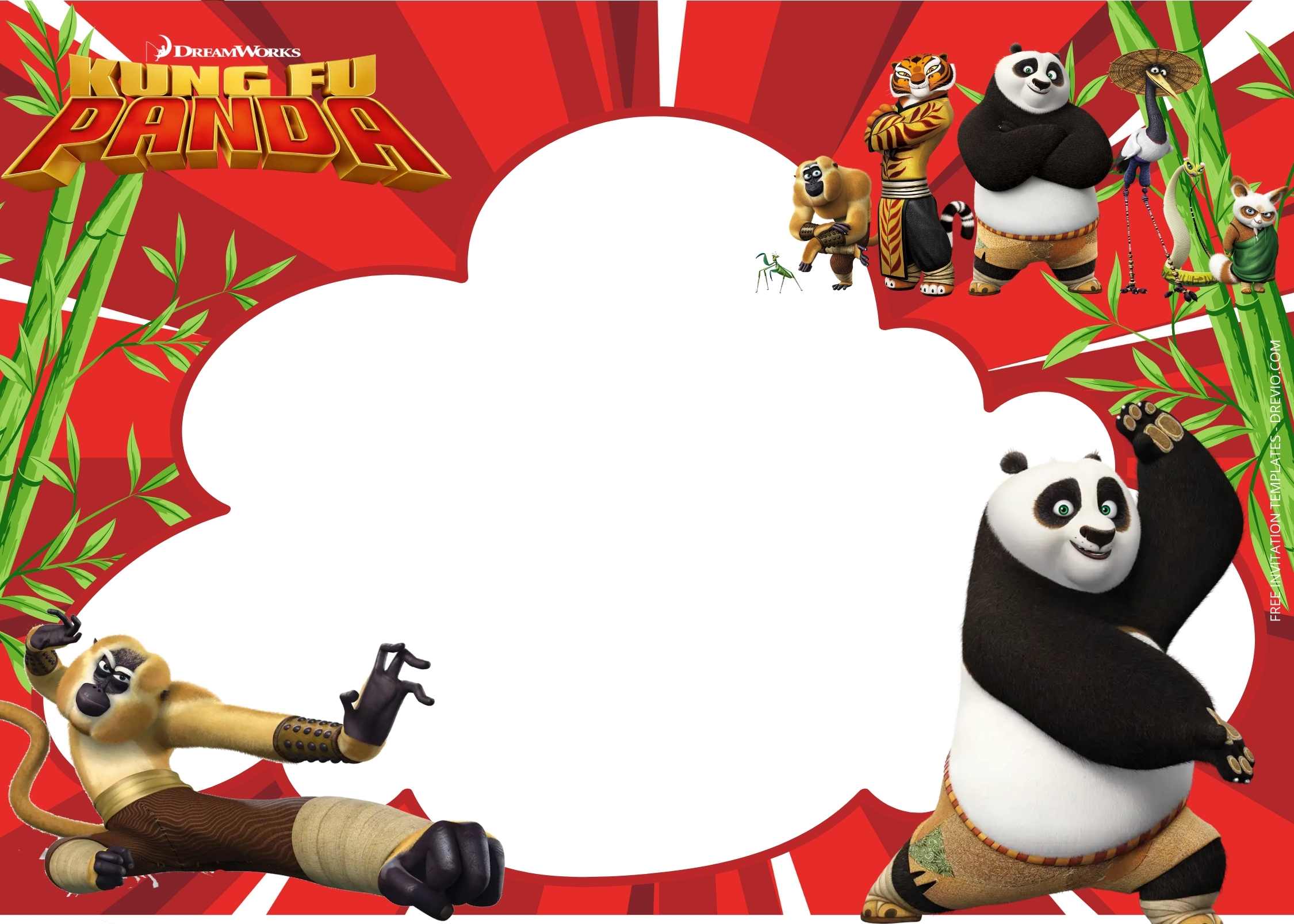 FREE Cool Kungfu Panda Birthday Invitation Templates