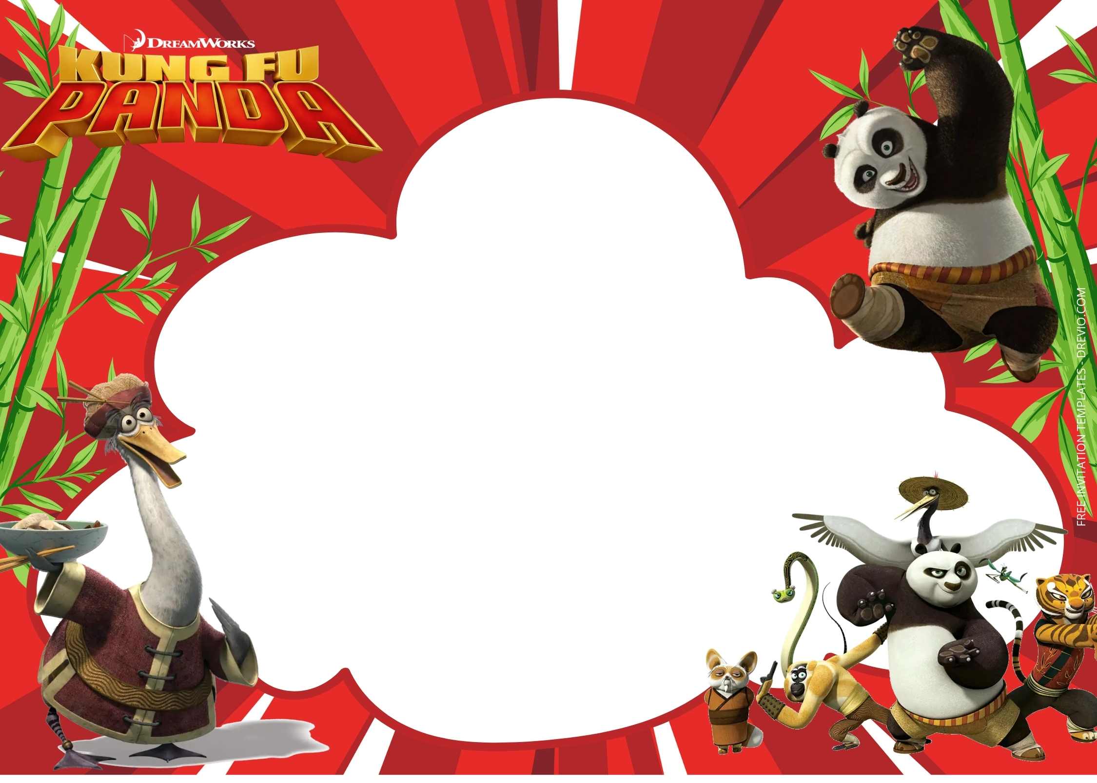 FREE Cool Kungfu Panda Birthday Invitation Templates