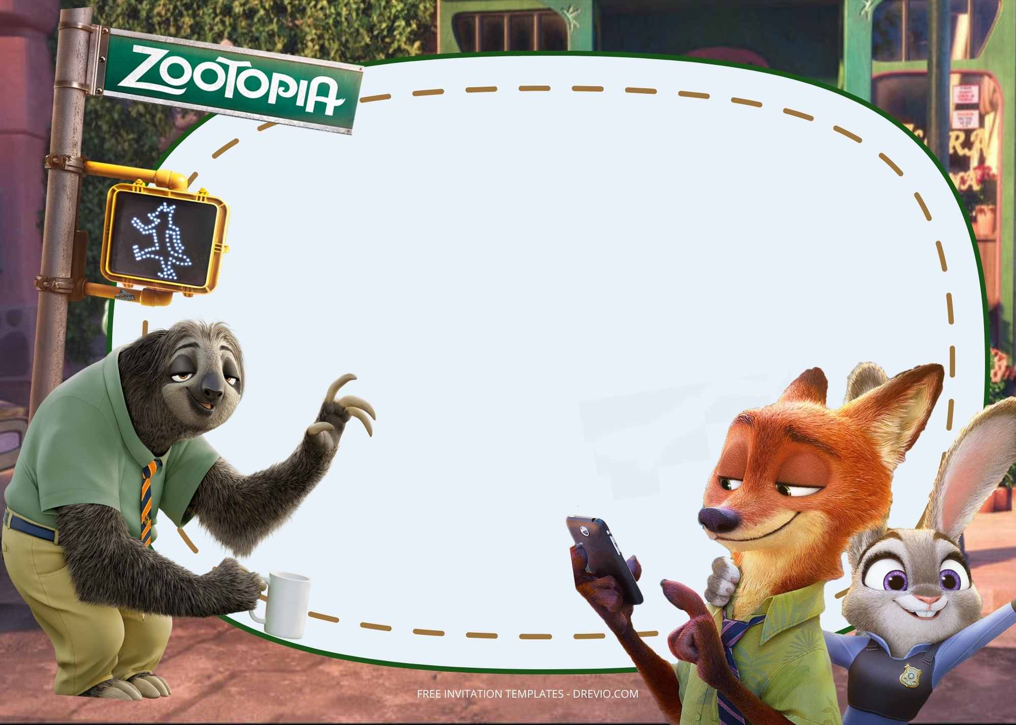 FREE Dance And Live With Zootopia Birthday Invitation Templates