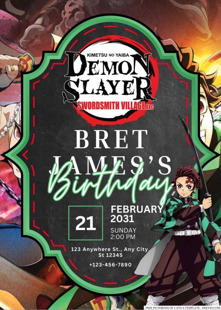 FREE Editable Demon Slayer Birthday Invitation