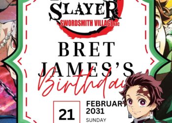 FREE Demon Slayer Kimetsu No Yaiba To the Swordsmith Village Birthday Canva Templates 9