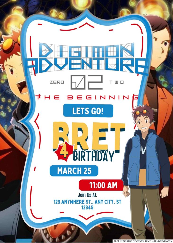 Digimon Adventure 02 Birthday Invitation