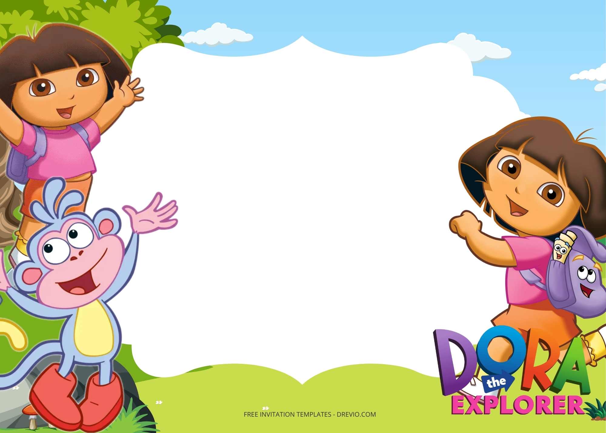 FREE Dora The Explorer Birthday Invitation Templates