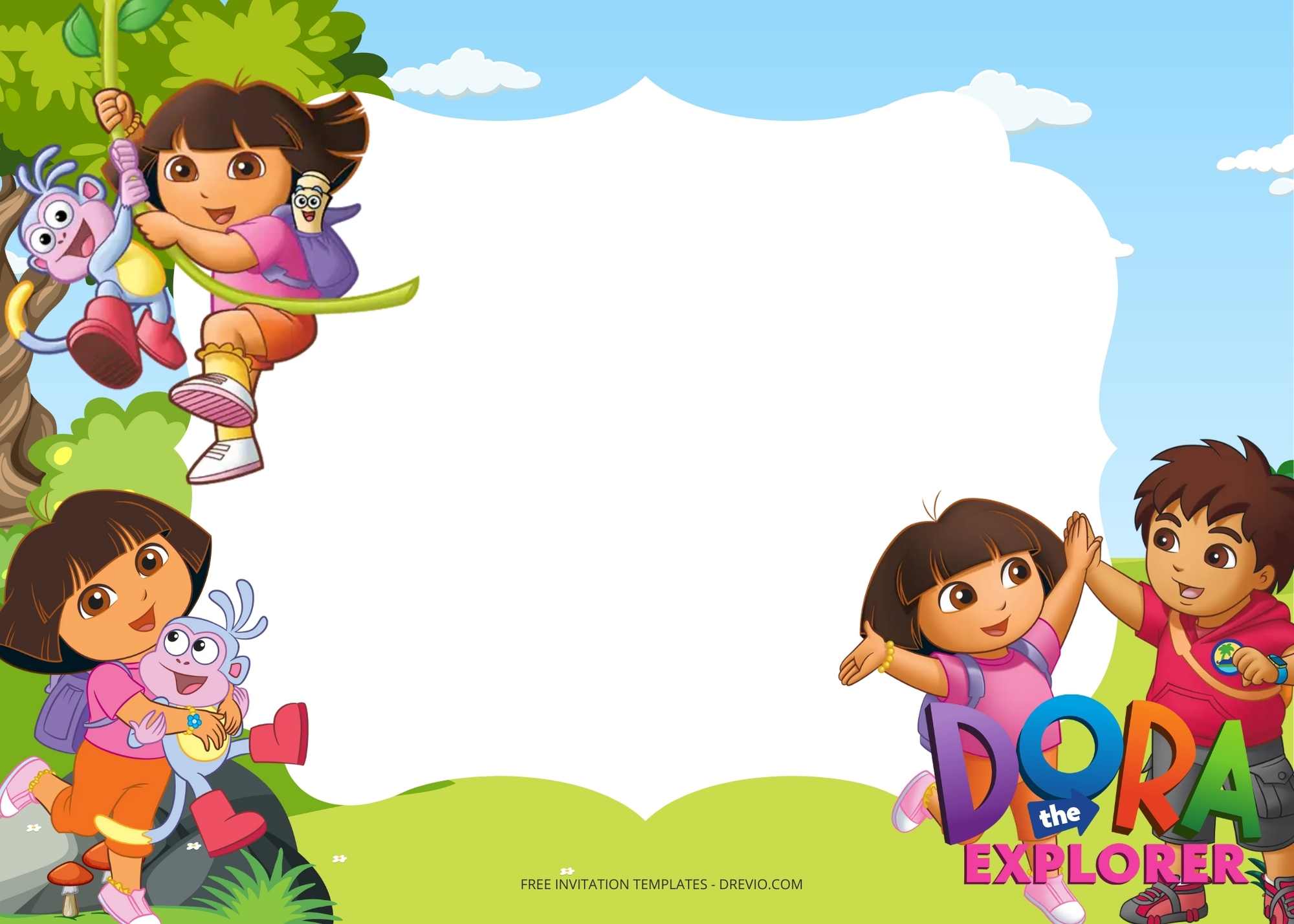 FREE Dora The Explorer Birthday Invitation Templates