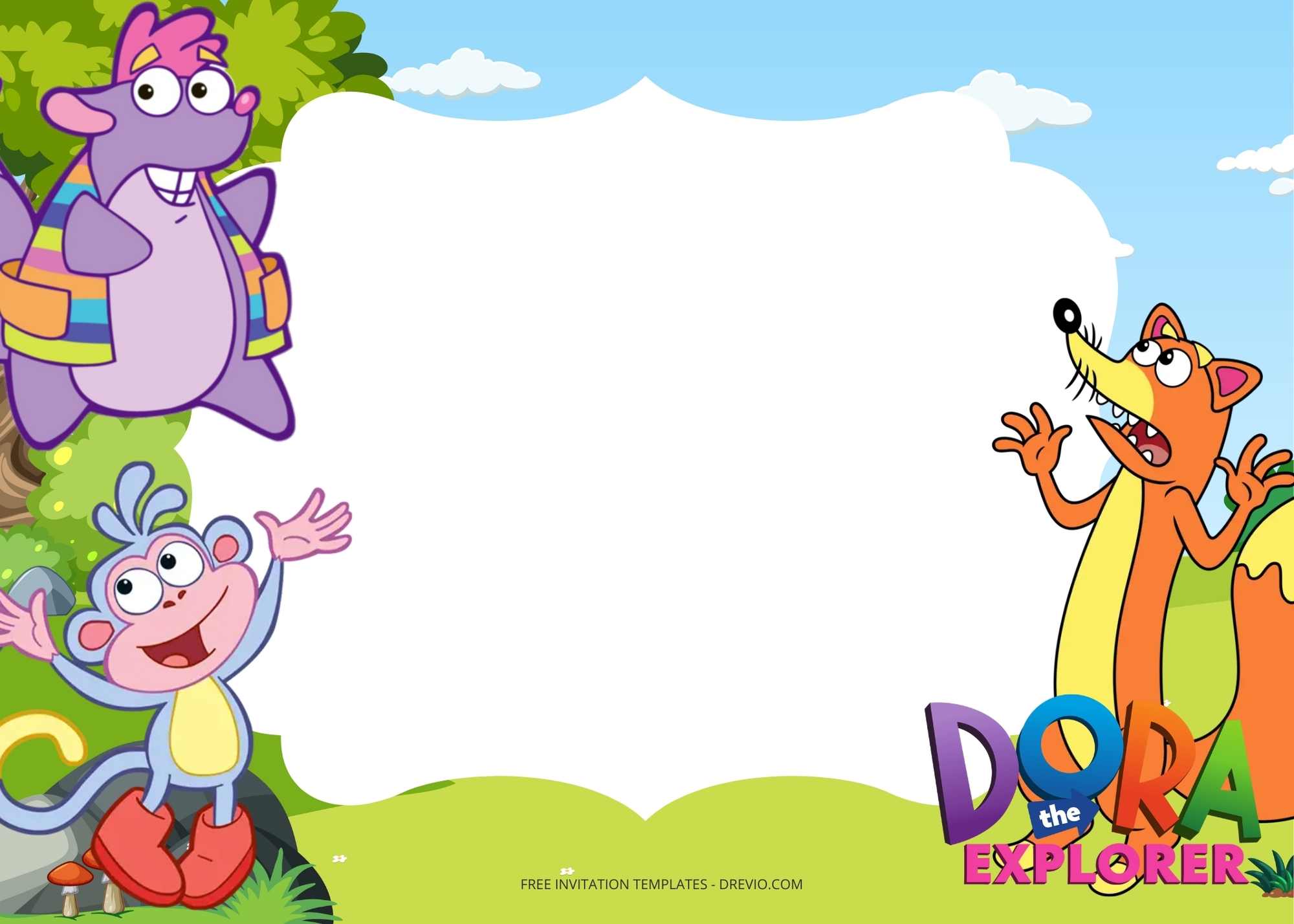 FREE Dora The Explorer Birthday Invitation Templates