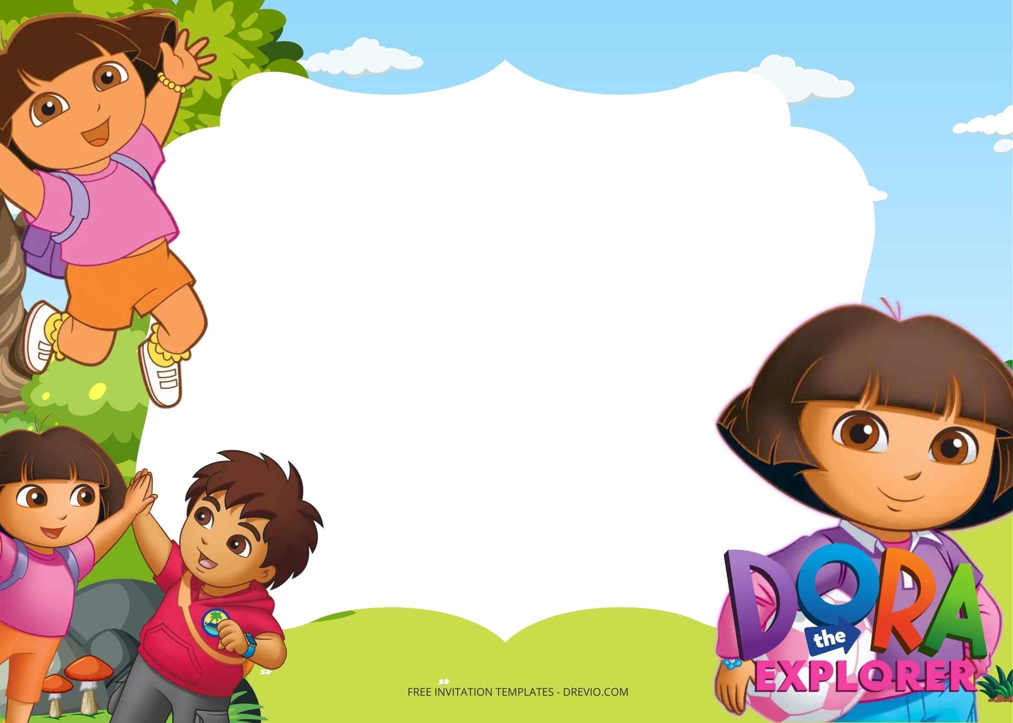 FREE Dora The Explorer Birthday Invitation Templates