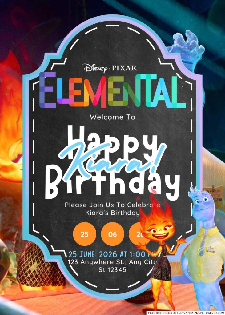 FREE Editable Elemental Birthday Invitation