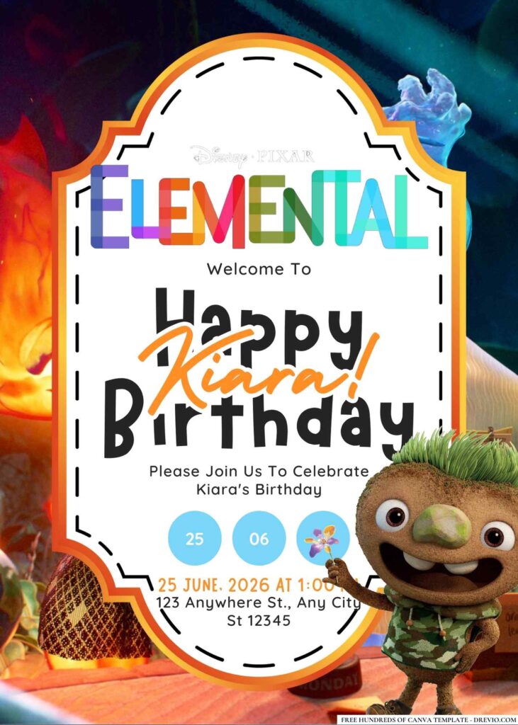 FREE Editable Elemental Birthday Invitation