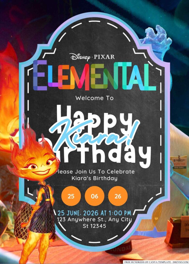 FREE Editable Elemental Birthday Invitation