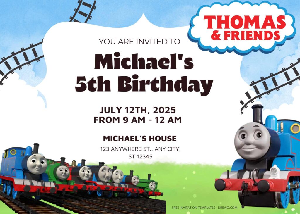 FREE Goes To Party Thomas And Friends Birthday Invitation Templates