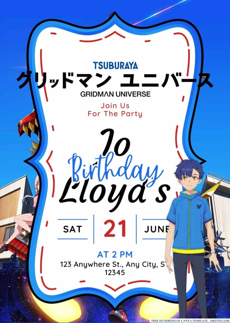 FREE Editable Gridman Universe Birthday Invitation