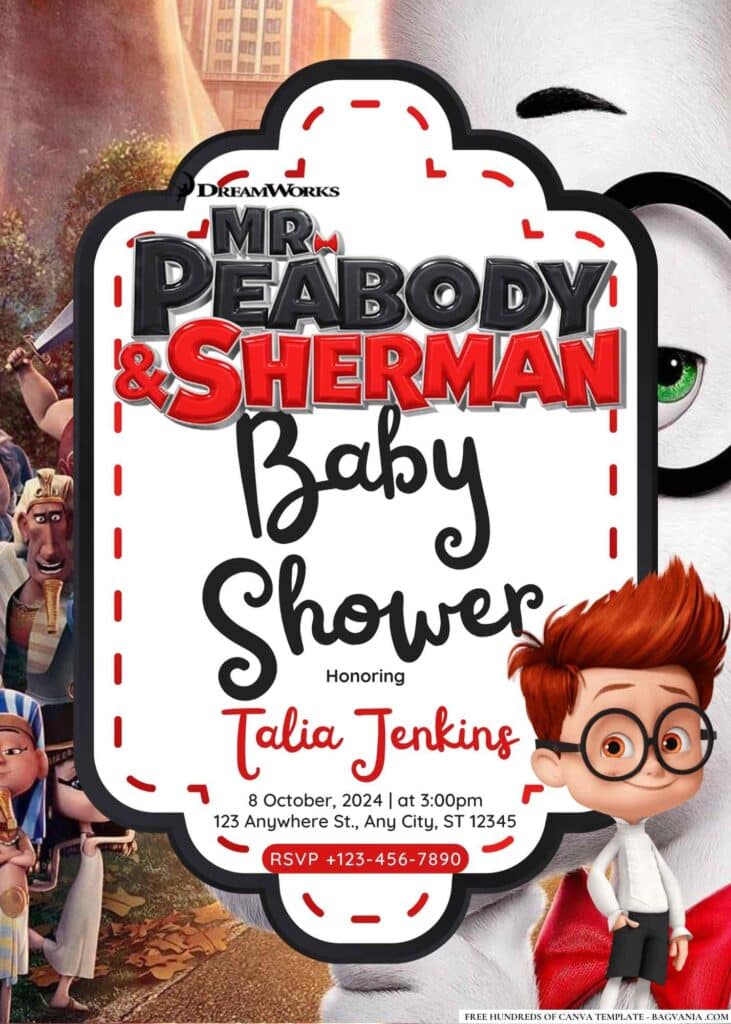 Mr. Peabody & Sherman Baby Shower Invitation