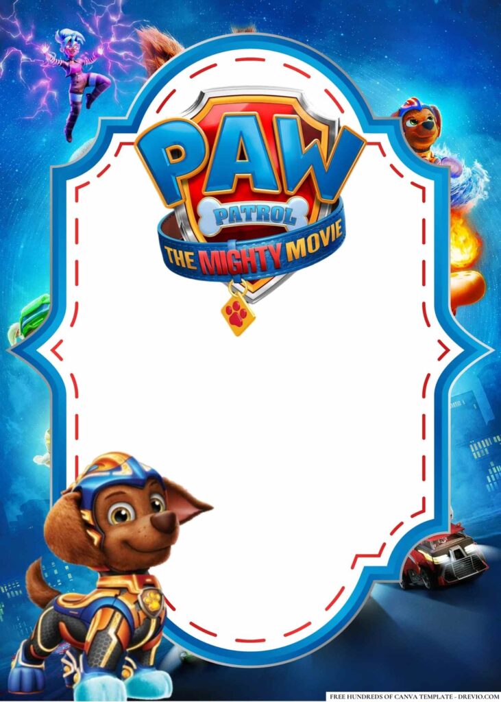 FREE PAW Patrol The Mighty Movie Birthday Canva Templates 10