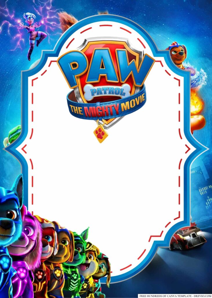 FREE PAW Patrol The Mighty Movie Birthday Canva Templates 6
