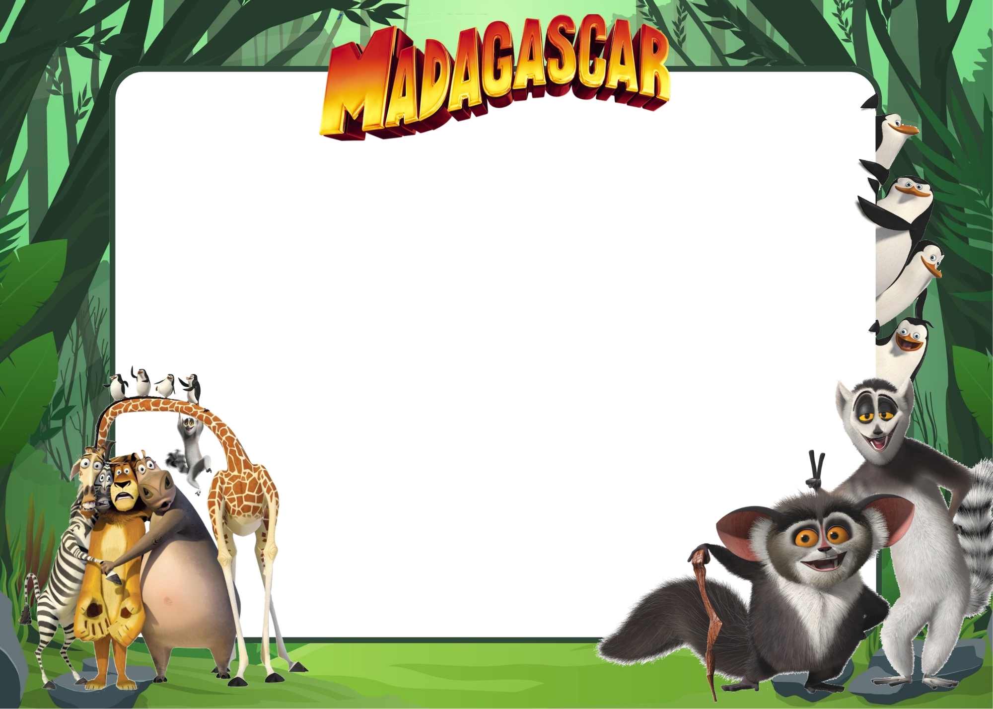 FREE Party In The Madagascar Birthday Invitation Templates