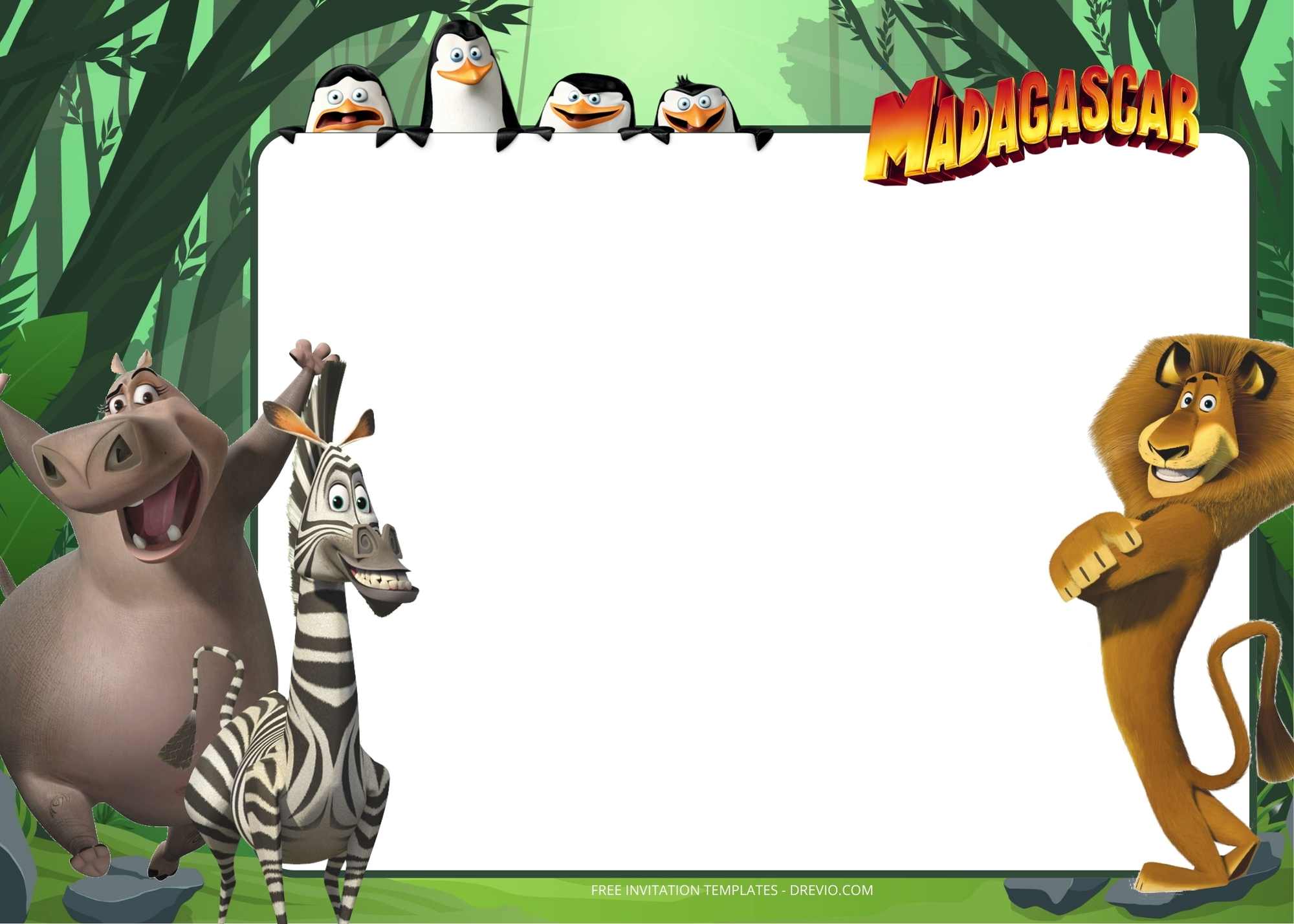 FREE Party In The Madagascar Birthday Invitation Templates Nine