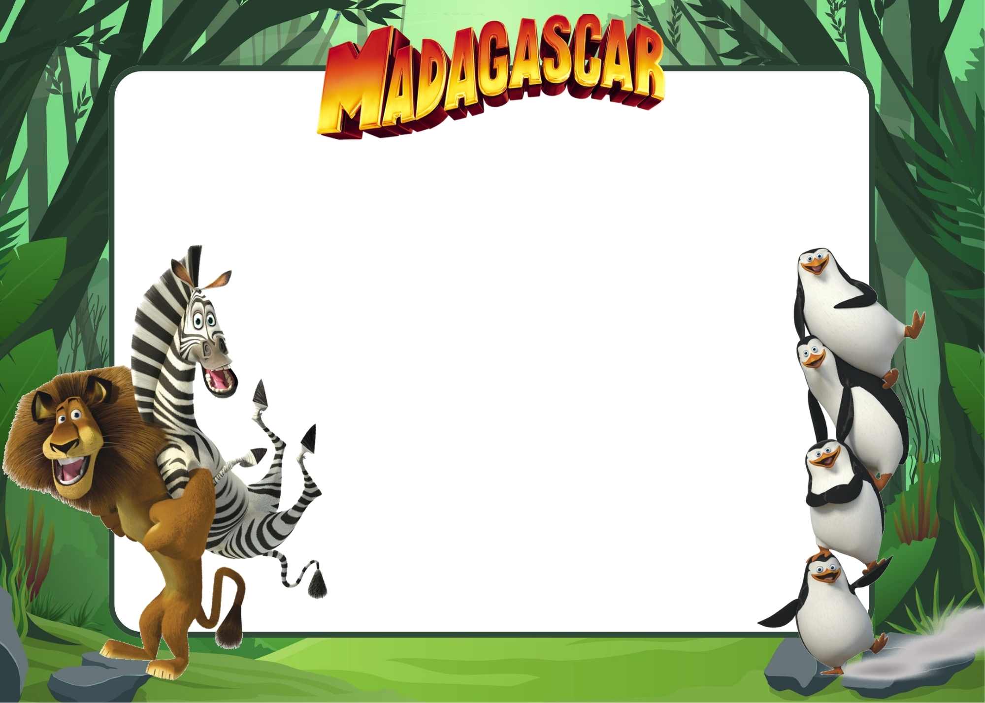 FREE Party In The Madagascar Birthday Invitation Templates