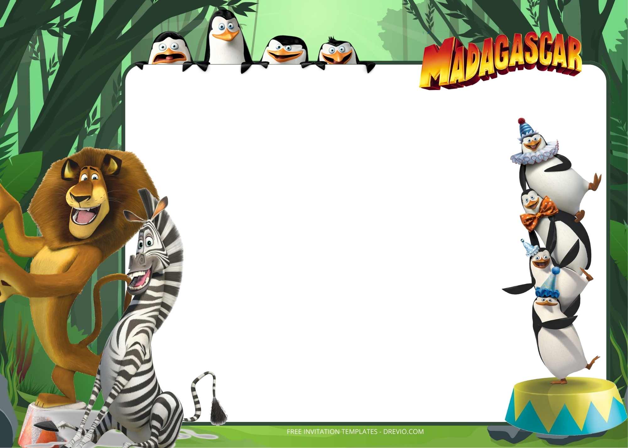 FREE Party In The Madagascar Birthday Invitation Templates Ten
