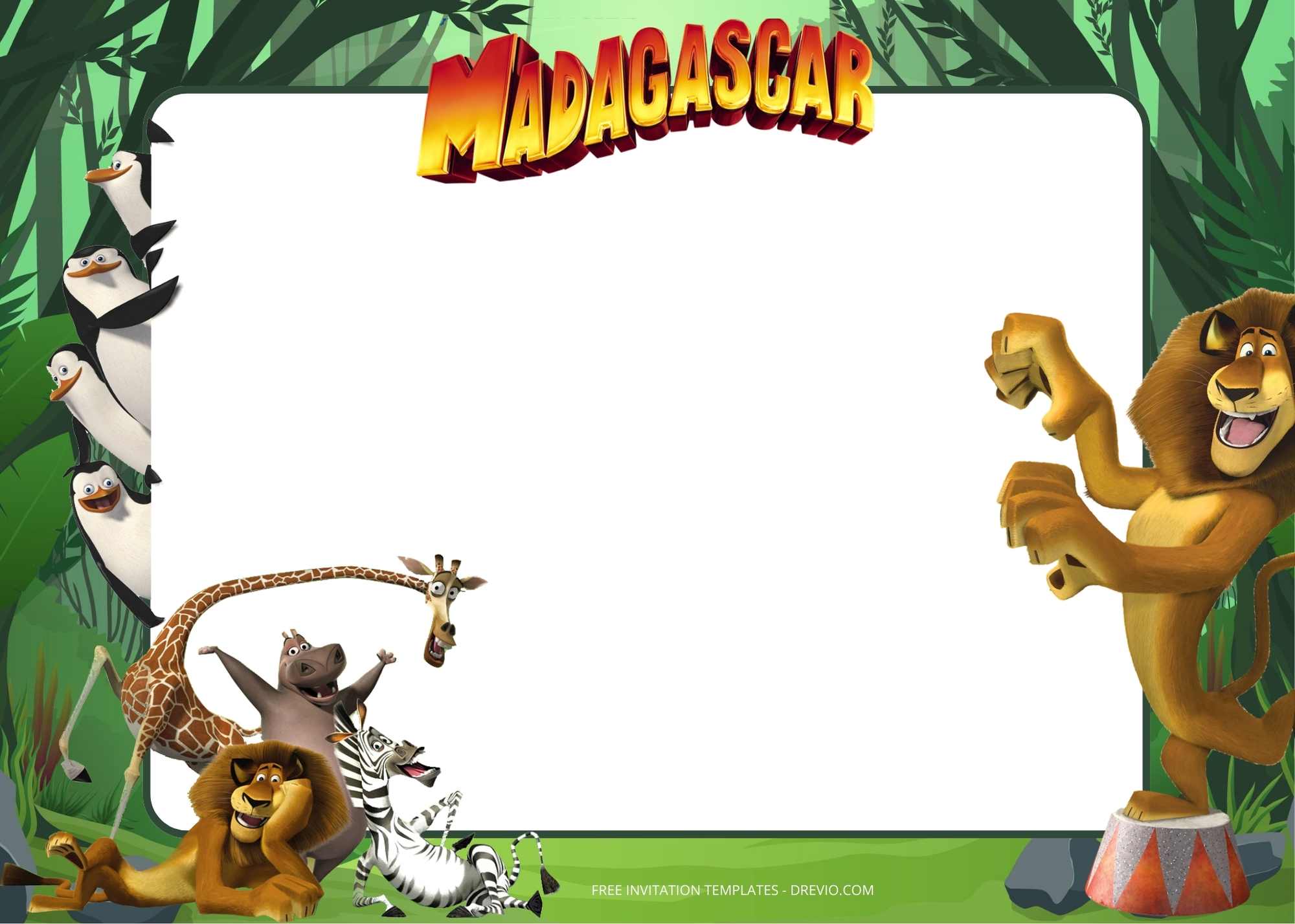 FREE Party In The Madagascar Birthday Invitation Templates Three