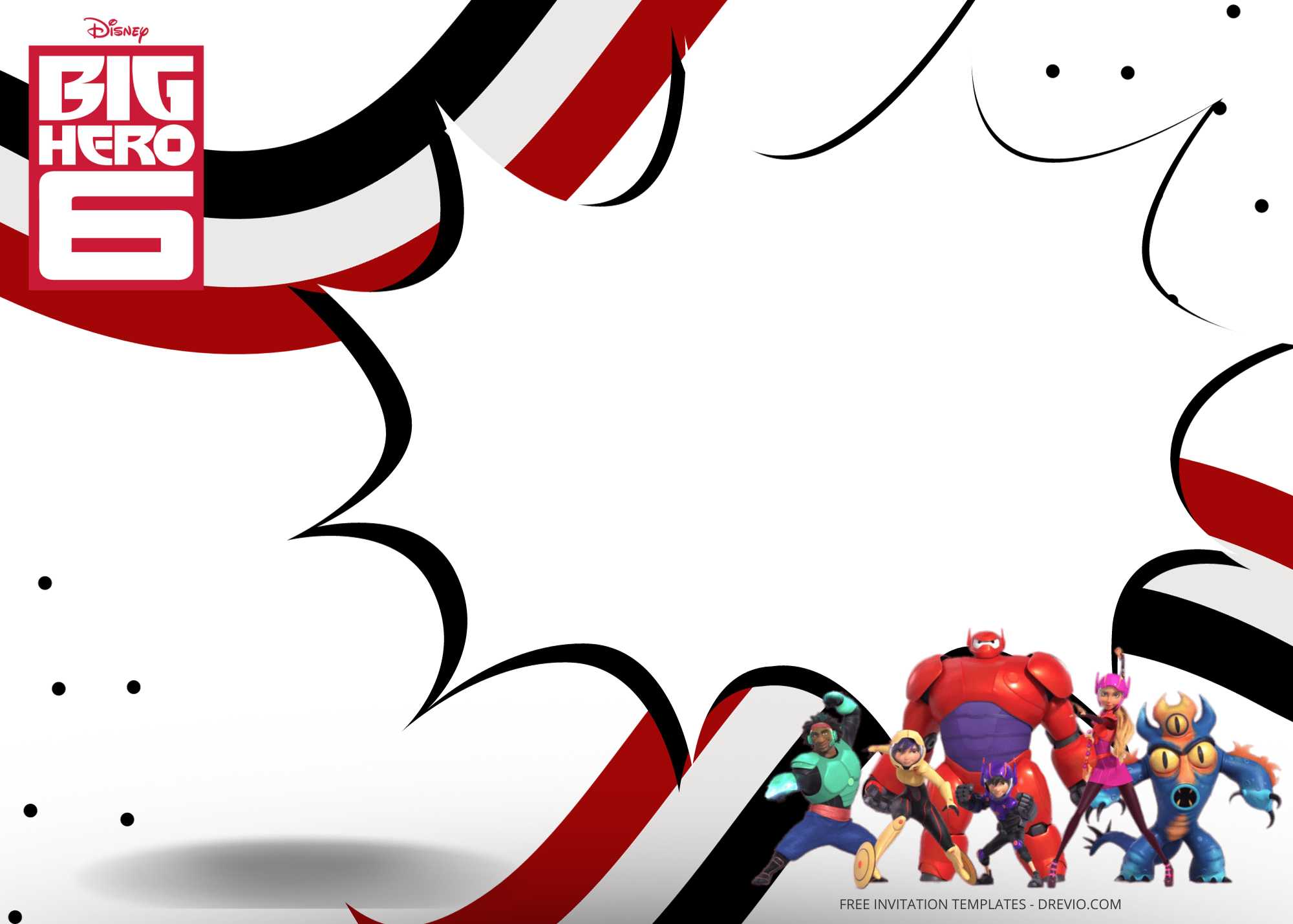 FREE Patriotic Big Hero 6 Birthday Invitation Templates