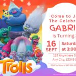 FREE Rainbow Party Trolls Birthday Invitation Templates