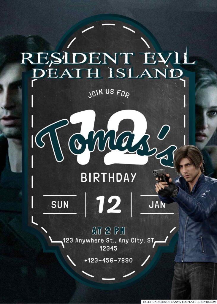 FREE Editable Resident Evil Death: Island Birthday Invitation