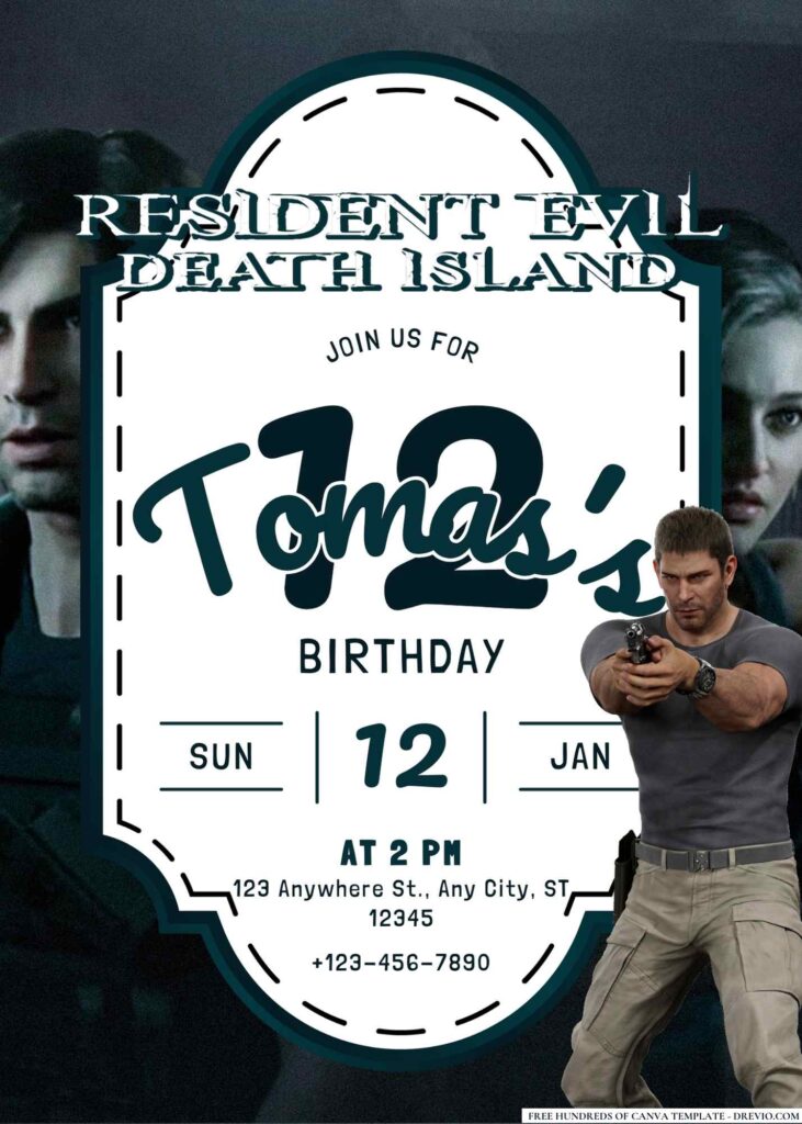 FREE Editable Resident Evil Death: Island Birthday Invitation