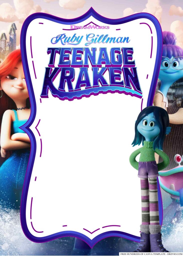 FREE Ruby Gillman Teenage Kraken Birthday Canva Templates 10