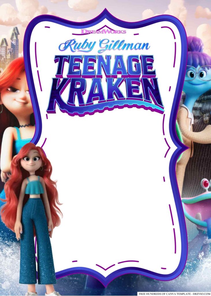 FREE Ruby Gillman Teenage Kraken Birthday Canva Templates 14