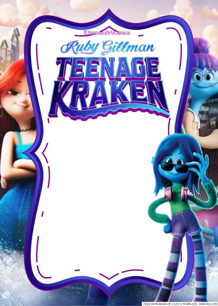FREE Ruby Gillman Teenage Kraken Birthday Canva Templates 2