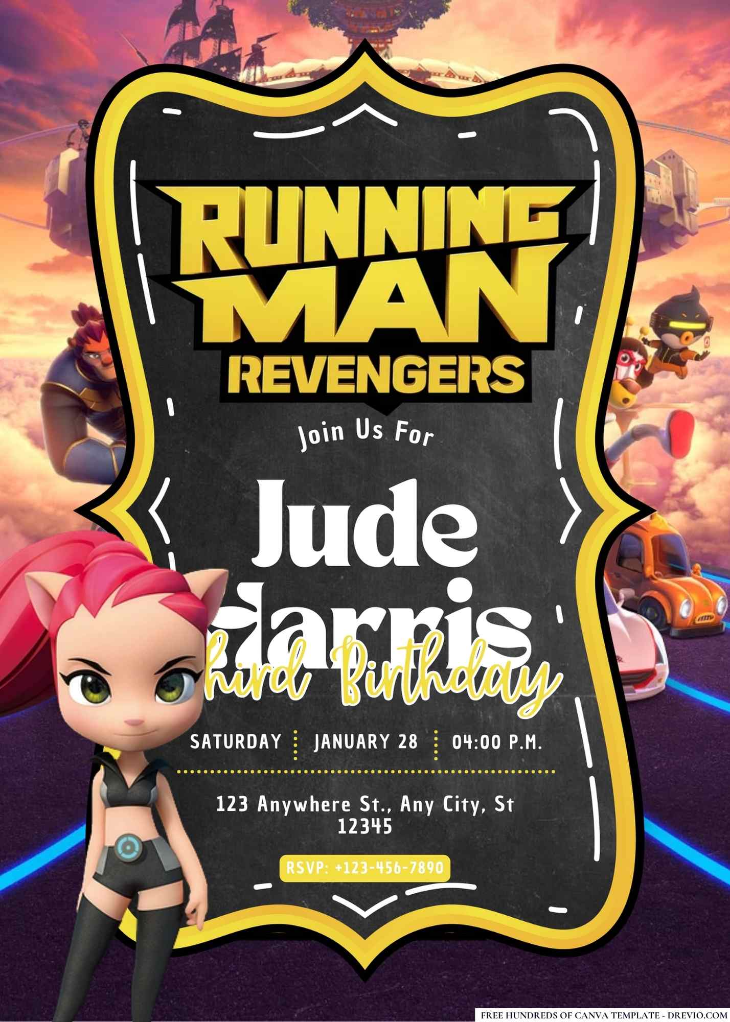 18+ Running Man Revengers Birthday Invitation Templates