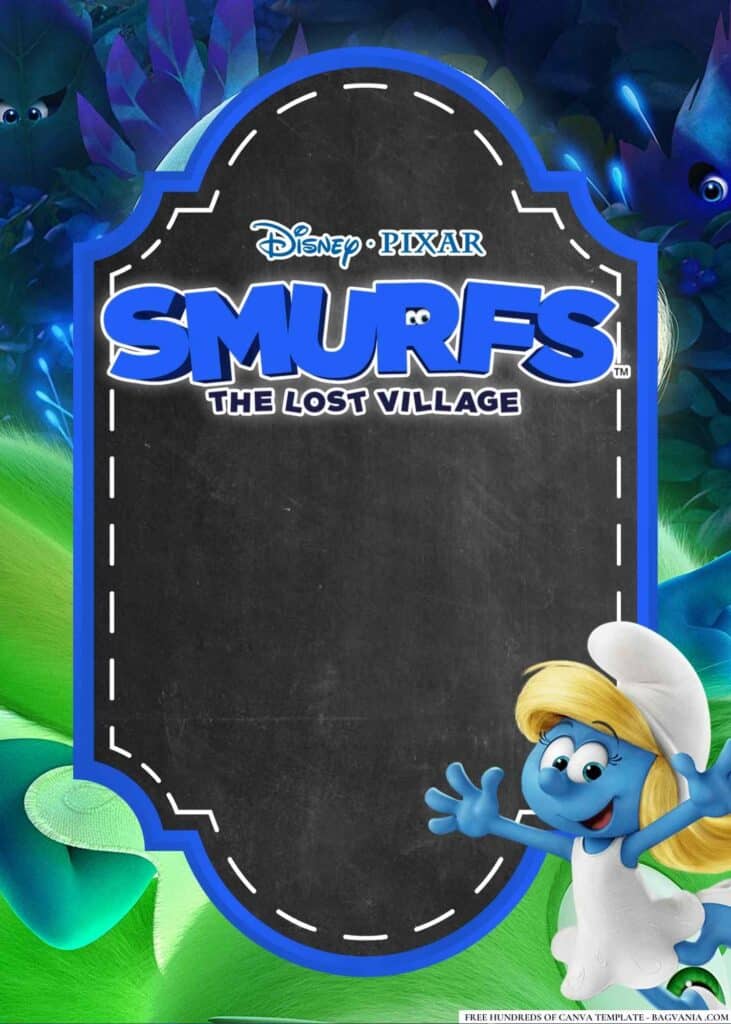 FREE Smurfs The Lost Village Baby Shower Canva Templates 12