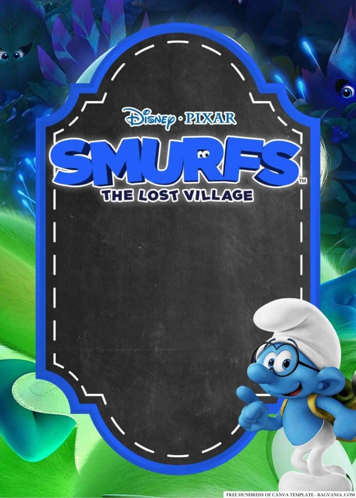 FREE Smurfs The Lost Village Baby Shower Canva Templates 16