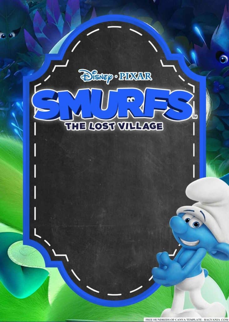 FREE Smurfs The Lost Village Baby Shower Canva Templates 4