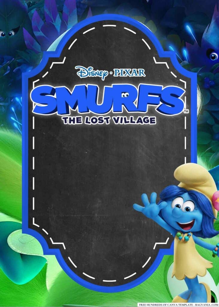 FREE Smurfs The Lost Village Baby Shower Canva Templates 8